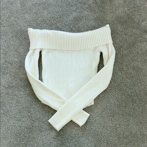 Edikted Cream Ribbed Knit Top